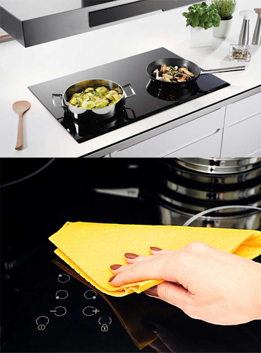 Dùng khăn mềm và khô để lau bề bắp bếp sau khi dùng chất tẩy rửa